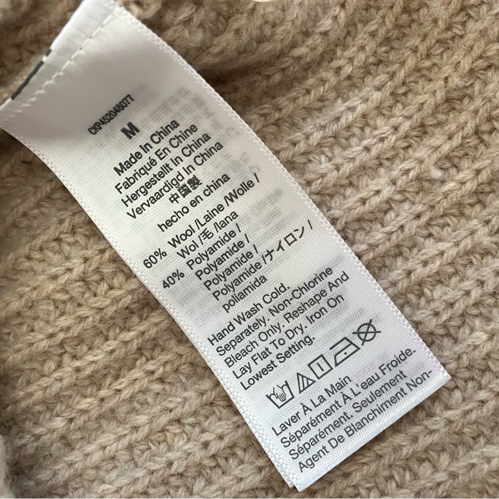 Madewell Tipped Forrest V-Neck Oversized Wool-Blend Sweater Medium - Picture 8 of 9